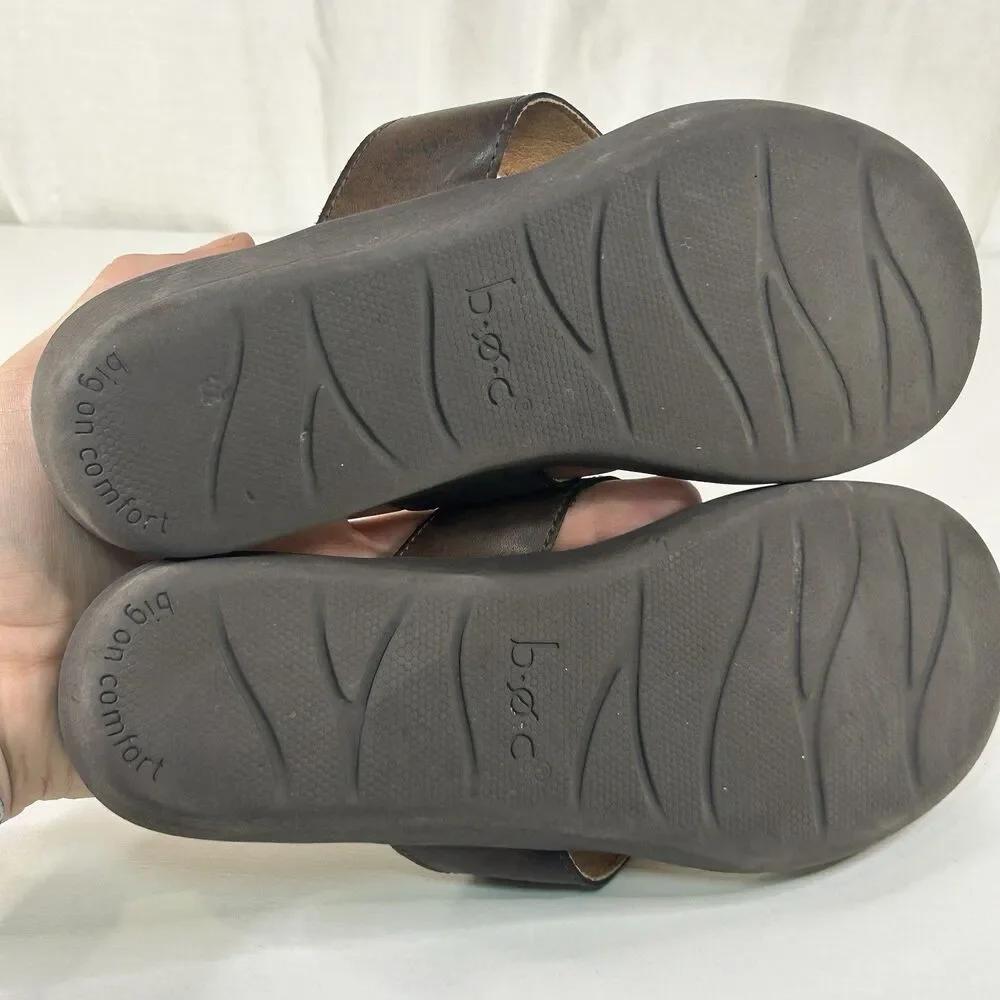 BOC Sandals Womens 8M Thong Flip Flops  Brown Faux Leather Casual - Picture 5 of 8